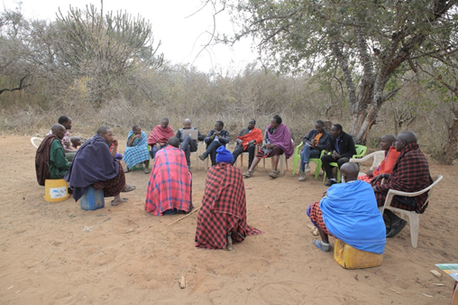 Akie leaders during the FPIC agreement final review and consultation meeting with representatives of the Local NGOs and Dr. Elifuraha in Napilikunya, Kiteto